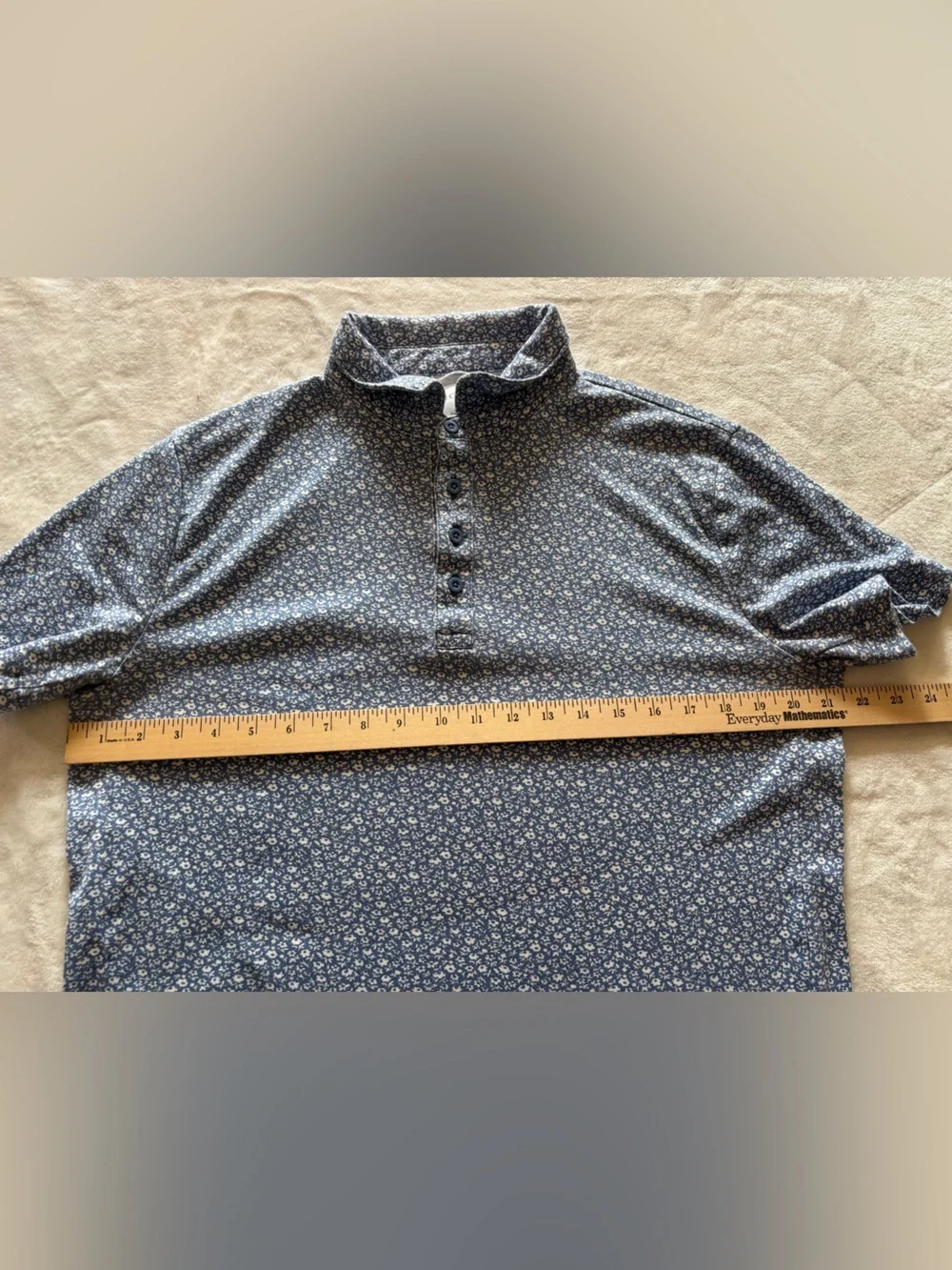 J.Crew Performance CoolMax Untucked Polo Shirt Men's Size Medium Blue Floral